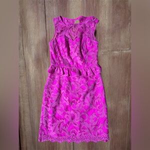 Lilly Pulitzer Pink Sheath Midi Dress Sleeveless Crew Neck